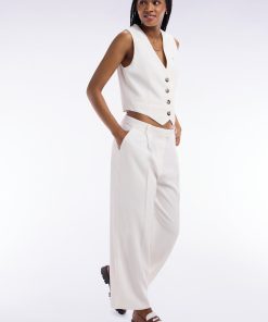 Eden Park Femme Men's Pantalon À Jambes Larges Fluide Écru