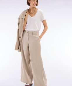 Eden Park Femme Men's Pantalon En Lin Et Coton Stretch Beige Coupe Décontractée