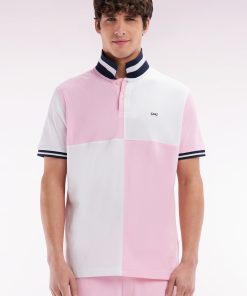 Eden Park Homme Men's Polo À Manches Courtes Coupé-cousu En Coton Rose Coupe Décontractée