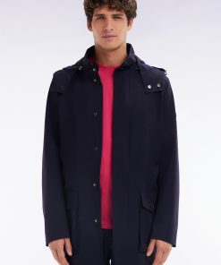 Eden Park Homme Men's Parka À Capuche Bleu Marine
