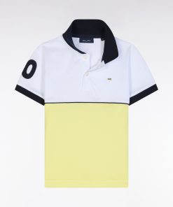 Eden Park Enfant Men's Polo À Manches Courtes Bicolore En Coton Jaune Broderie 10 Coupe Droit