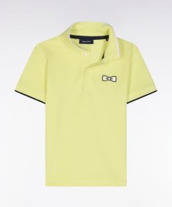 Eden Park Enfant Men's Polo À Manches Courtes En Coton Jaune Coupe Droite