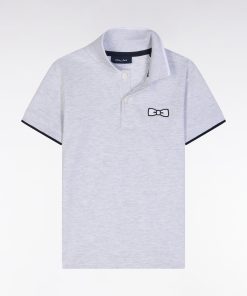 Eden Park Enfant Men's Polo À Manches Courtes En Coton Gris Coupe Droite