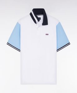 Homme Men's Polo À Manches Courtes En Coton Blanc Jacquard Dos Eden Park Coupe Déc