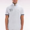 Eden Park Homme Men's Polo À Manches Courtes En Coton Gris Broderie 10 Coupe Décontractée