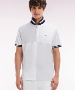 Eden Park Homme Men's Polo À Manches Courtes En Coton Gris Coupe Décontractée