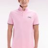 Eden Park Homme Men's Polo À Manches Courtes En Coton Rose Broderie Ton Sur Ton Coupe Décont