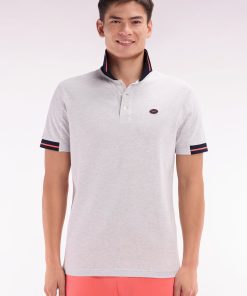 Eden Park Homme Men's Polo À Manches Courtes En Coton Rouge Détails Colorés Coupe Décontract