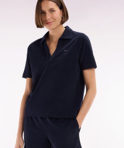 Eden Park Femme Men's Polo À Manches Courtes En Coton Mélangé Marine