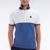Eden Park Homme Men's Polo À Manches Courtes En Coton Stretch Bicolore Bleu Coupe Ajustée