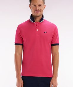 Eden Park Homme Men's Polo À Manches Courtes En Coton Rose Coupe Droite