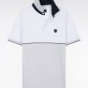 Eden Park Homme Men's Polo À Manches Courtes En Coton Stretch Bicolore Gris Coupe Ajustée