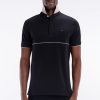 Eden Park Homme Men's Polo À Manches Courtes En Coton Stretch Bicolore Noir Coupe Ajustée