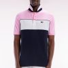 Eden Park Homme Men's Polo À Manches Courtes En Coton Tricolore Rose Dessous De Col Rayé Cou