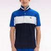 Eden Park Homme Men's Polo À Manches Courtes En Coton Tricolore Bleu Dessous De Col Rayé Cou