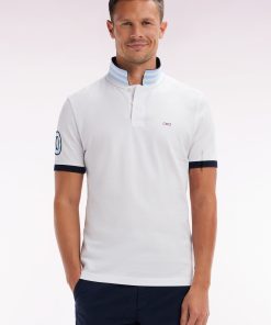 Eden Park Homme Men's Polo À Manches Courtes En Piqué Coton Blanc Broderie Manches 10 Coupe