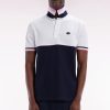 Eden Park Homme Men's Polo À Manches Courtes En Piqué Coton Bicolore Marine Et Blanc Coupe D