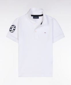 Eden Park Enfant Men's Polo À Manches Courtes En Piqué Coton Blanc Broderie 10 Coupe Droite