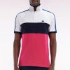 Eden Park Homme Men's Polo À Manches Courtes En Coton Tricolore Blanc Marine Et Fuchsia Coup
