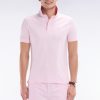 Eden Park Homme Men's Polo À Manches Courtes En Piqué Coton Stretch Rose Pâle Coupe Ajustée