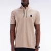 Eden Park Homme Men's Polo À Manches Courtes En Piqué De Coton Chiné Stretch Beige Coupe Aju