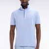 Eden Park Homme Men's Polo À Manches Courtes En Piqué Coton Stretch Bleu Clair Coupe Ajustée