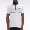 Eden Park Homme Men's Polo À Manches Courtes En Piqué De Coton Chiné Stretch Blanc Détails C