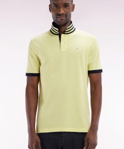 Eden Park Homme Men's Polo À Manches Courtes En Piqué De Coton Pima Jaune Dessous De Col Cer