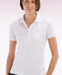Eden Park Femme Men's Polo À Manches Courtes En Piqué De Coton Stretch Blanc Coupe Ajustée