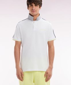 Homme Men's Polo À Manches Courtes Uni En Coton Blanc Inscription Eden Park Coupe