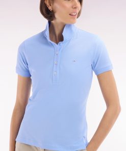 Eden Park Femme Men's Polo À Manches Courtes En Piqué De Coton Stretch Ciel Coupe Ajustée