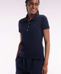 Eden Park Femme Men's Polo À Manches Courtes En Piqué De Coton Stretch Marine Coupe Ajustée