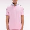 Homme Men's Polo À Manches Courtes Uni En Coton Rose Inscription Eden Park Coupe D