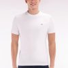 Eden Park Homme Men's T-shirt En Coton Blanc Broderie Dos Coupe Droite