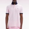 Eden Park Homme Men's Polo Marinière À Manches Courtes En Coton Stretch Rayé Rose Coupe Ajus