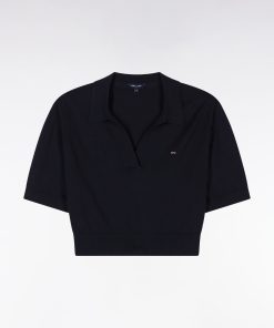 Eden Park Femme Men's Pull Col Polo À Manches Courtes En Coton Biologique Et Cachemire Marin