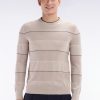 Eden Park Homme Men's Pull Col Rond Cerclé En Coton Beige