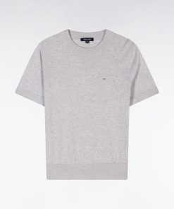 Eden Park Femme Men's Pull Col Rond À Manches Courtes En Coton Biologique Et Cachemire Gris