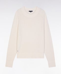Eden Park Femme Men's Pull Col Rond Côtelé Écru Coupe Décontractée