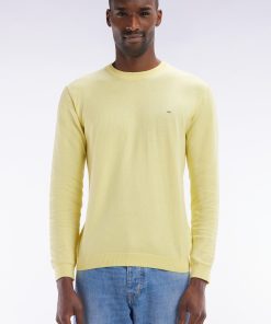 Eden Park Homme Men's Pull Col Rond En Coton Et Soie Mélangés Ivoire Coupe Droite