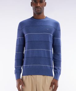 Eden Park Homme Men's Pull Col Rond Cerclé En Coton Bleu