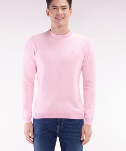 Eden Park Homme Men's Pull En Coton À Col Rond En Coton Rose Coupe Droite