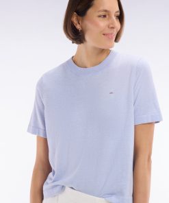 Eden Park Femme Men's Pull Fin À Manches Courtes Et Col Rond En Coton Et Soie Mélangés Gris