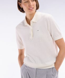 Eden Park Femme Men's Pull Manches Courtes À Col Polo Écru Coupe Droite