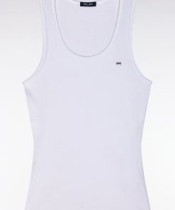 Eden Park Femme Men's Pyjama Court En Coton Débardeur Côtelé Blanc Short Marine