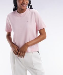 Eden Park Femme Men's Pull Fin À Manches Courtes Et Col Rond En Coton Et Soie Mélangés Rose