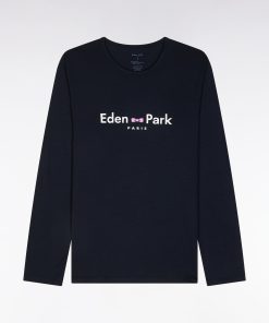 Femme Men's Pyjama Long En Coton Et Modal Marine Logo Eden Park