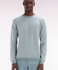 Eden Park Homme Men's Pull En Coton À Col Rond En Coton Gris Coupe Droite