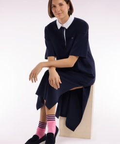 Eden Park Femme Men's Robe Maillot En Coton Pima Marine À Col Blanc Coupe Décontractée