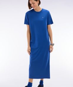 Eden Park Femme Men's Robe T-shirt En Coton Pima Bleu Coupe Droite